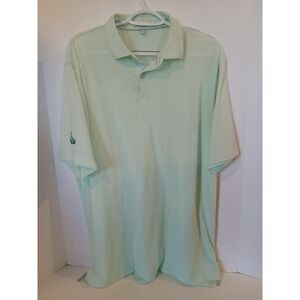 Peter Millar Men L Performance Polo Shirt Short Sleeve Mint Green Diamond Patch